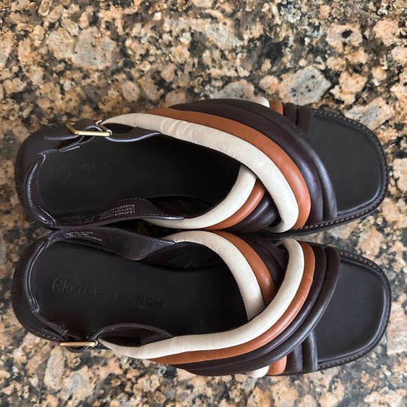 TORY BURCH LUG SOLE SLINGBACK SANDAL LEATHER NAPPA MULTI COLOR - Picture 8 of 10